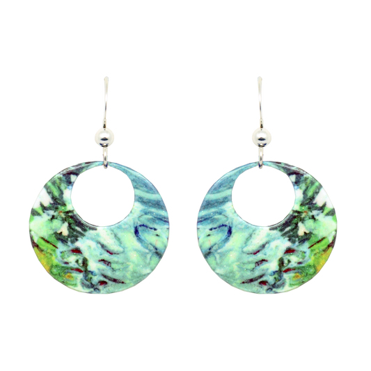 Blue Water Earrings, Sterling Silver Earwires, Item# 1966