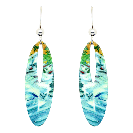 Blue Water Earrings, Sterling Silver Earwires, Item# 1967