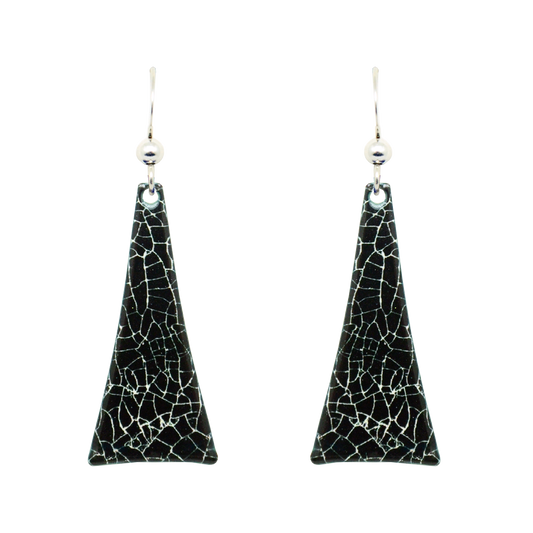 Black Crackle Earrings, Sterling Silver Earwires, Item# 1969