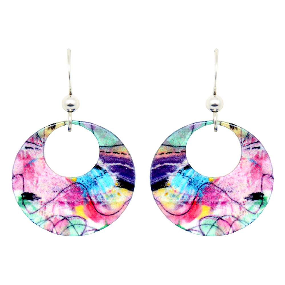 Abstract Open Circle Earrings, Sterling Silver Earwires, Item# 2019
