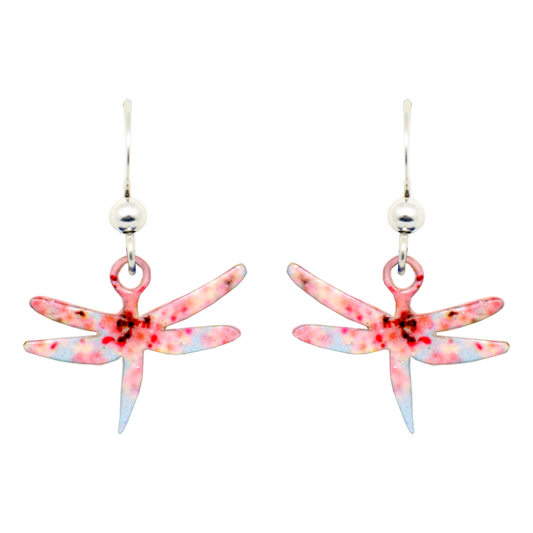 Cherry Blossoms Dragonfly Earrings, sterling silver French hooks, Item# 2055