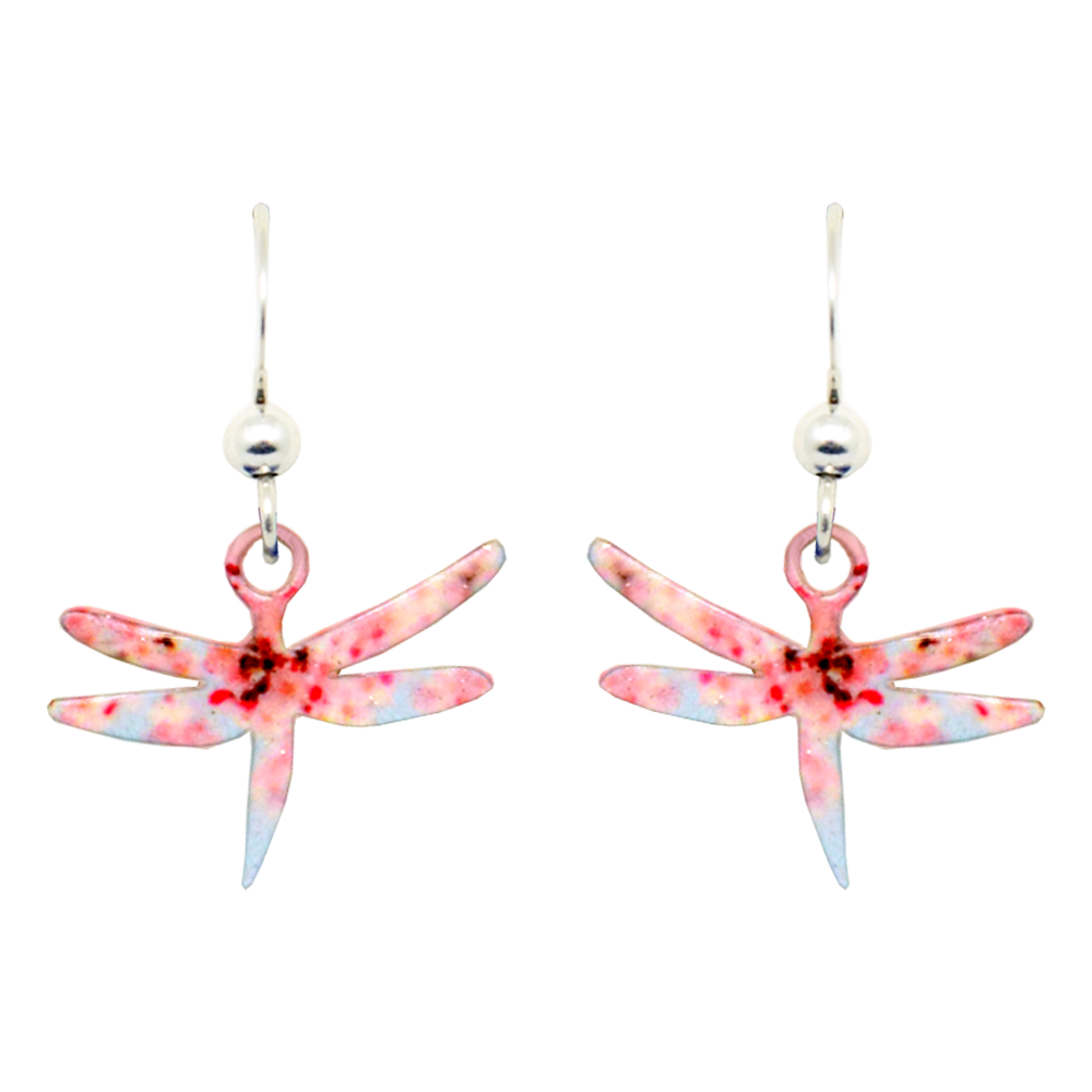 Cherry Blossoms Dragonfly Earrings, sterling silver French hooks, Item# 2055