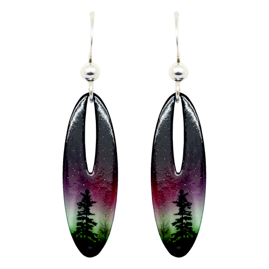 Forest of Lights Slender Open Oval Earrings #2118