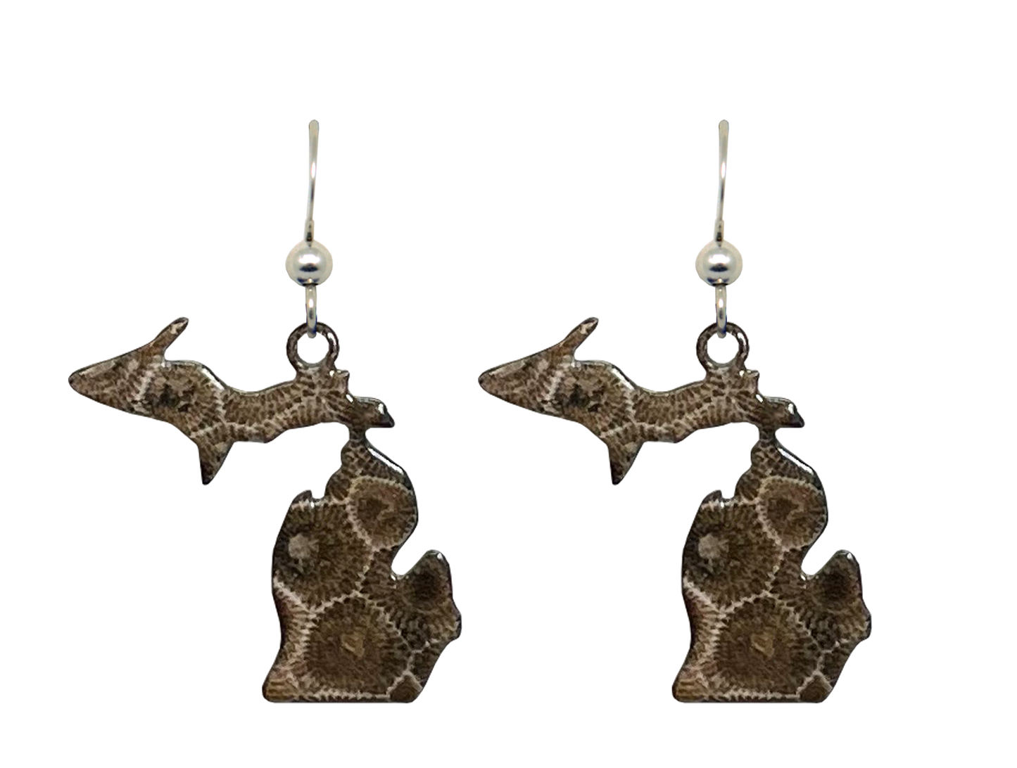 MI State, Petoskey Stone Earrings, #2132