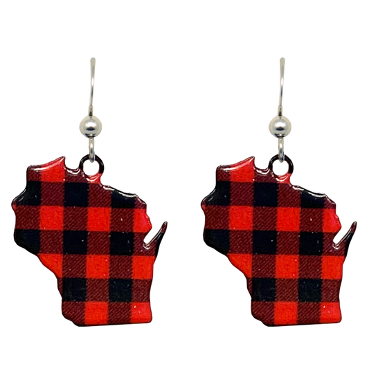 WI, Lumberjack Plaid Earrings, #2137