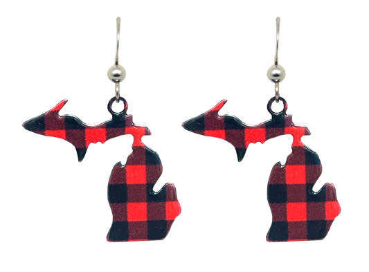 MI State, Lumberjack Plaid Earrings #2138
