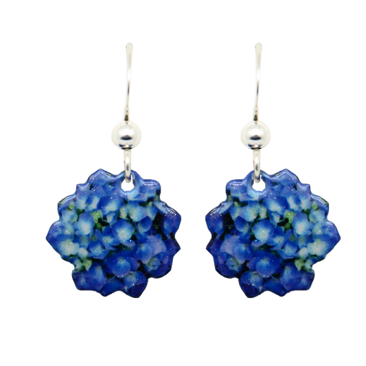 Blue Hydrengea Earrings, Sterling Silver Earwires, Item# 2149
