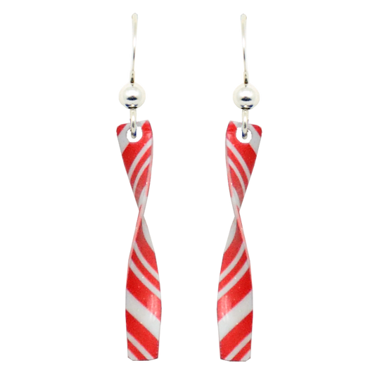 Candy Cane Twist Earrings, sterling silver French hooks, Item# 2201