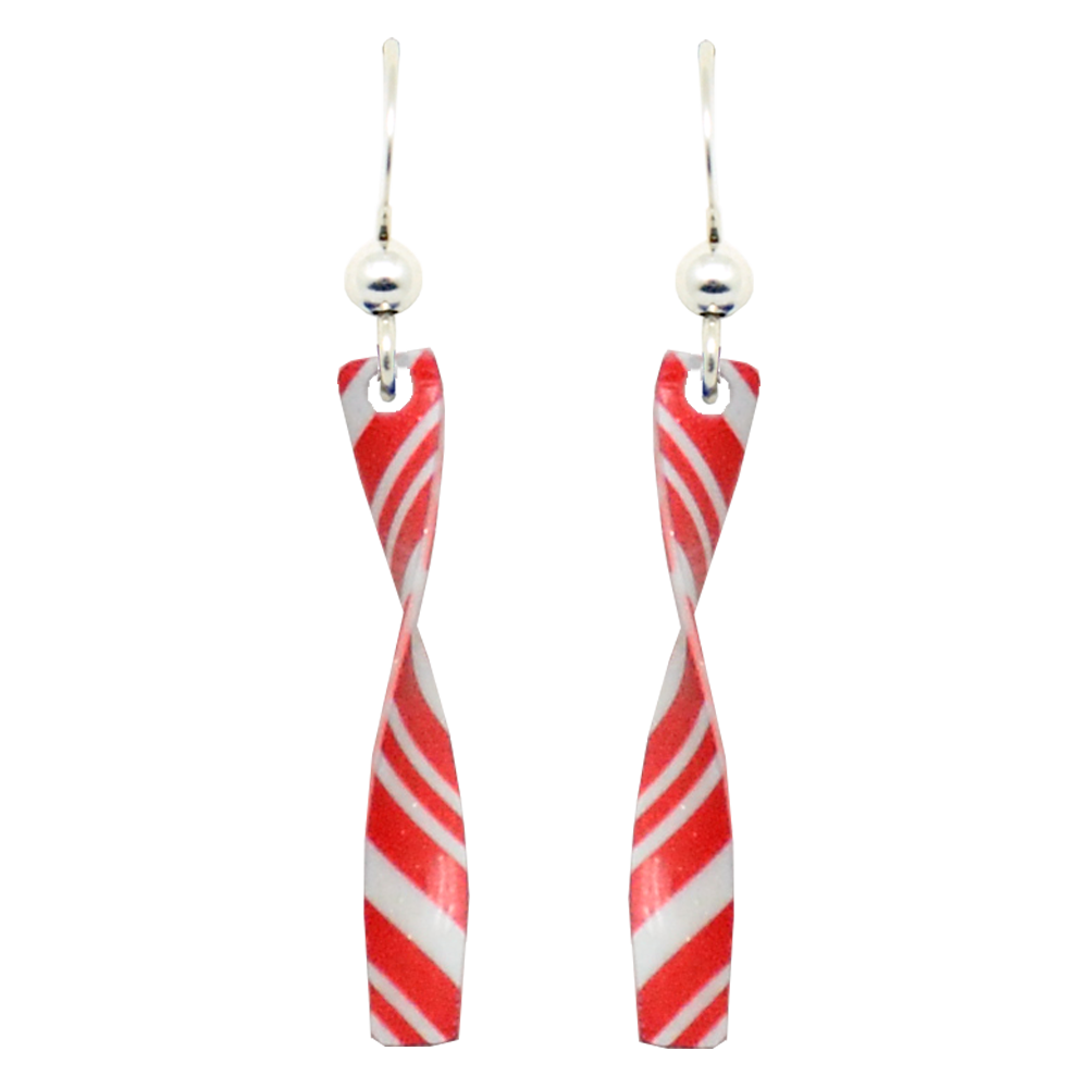 Candy Cane Twist Earrings, sterling silver French hooks, Item# 2201