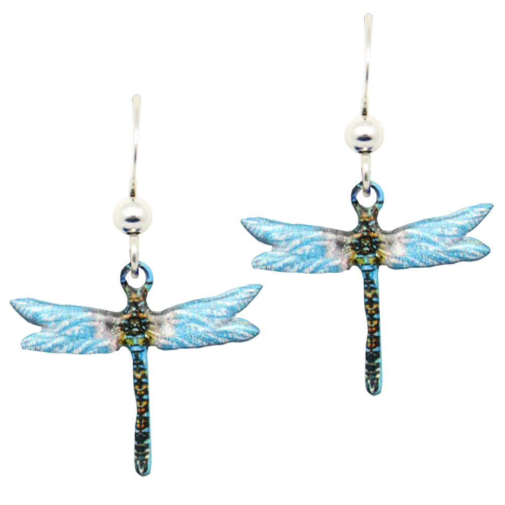 Aqua Dragonfly Earrings, Sterling Silver Earwires, Item# 2219
