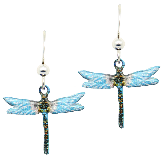 Aqua Dragonfly Earrings, Sterling Silver Earwires, Item# 2219