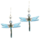 Aqua Dragonfly Earrings, Sterling Silver Earwires, Item# 2219