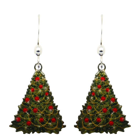 Christmas Tree Earrings, sterling silver French Hooks, Item# 2249