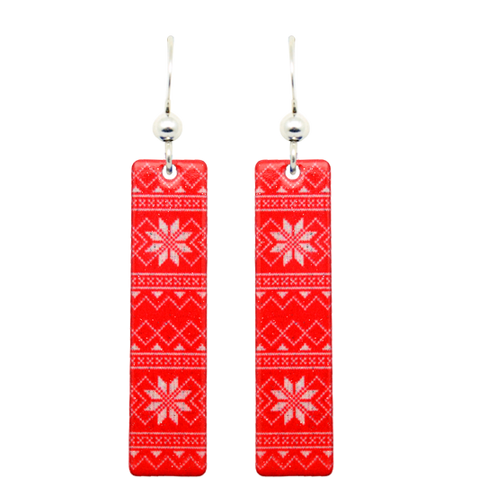 Christmas Sweater Earrings, sterling silver French Hooks, Item# 2250