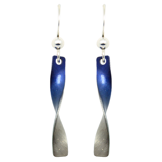 Blue Ombre Twist Earrings, Sterling Silver Earwires, Item# 2260