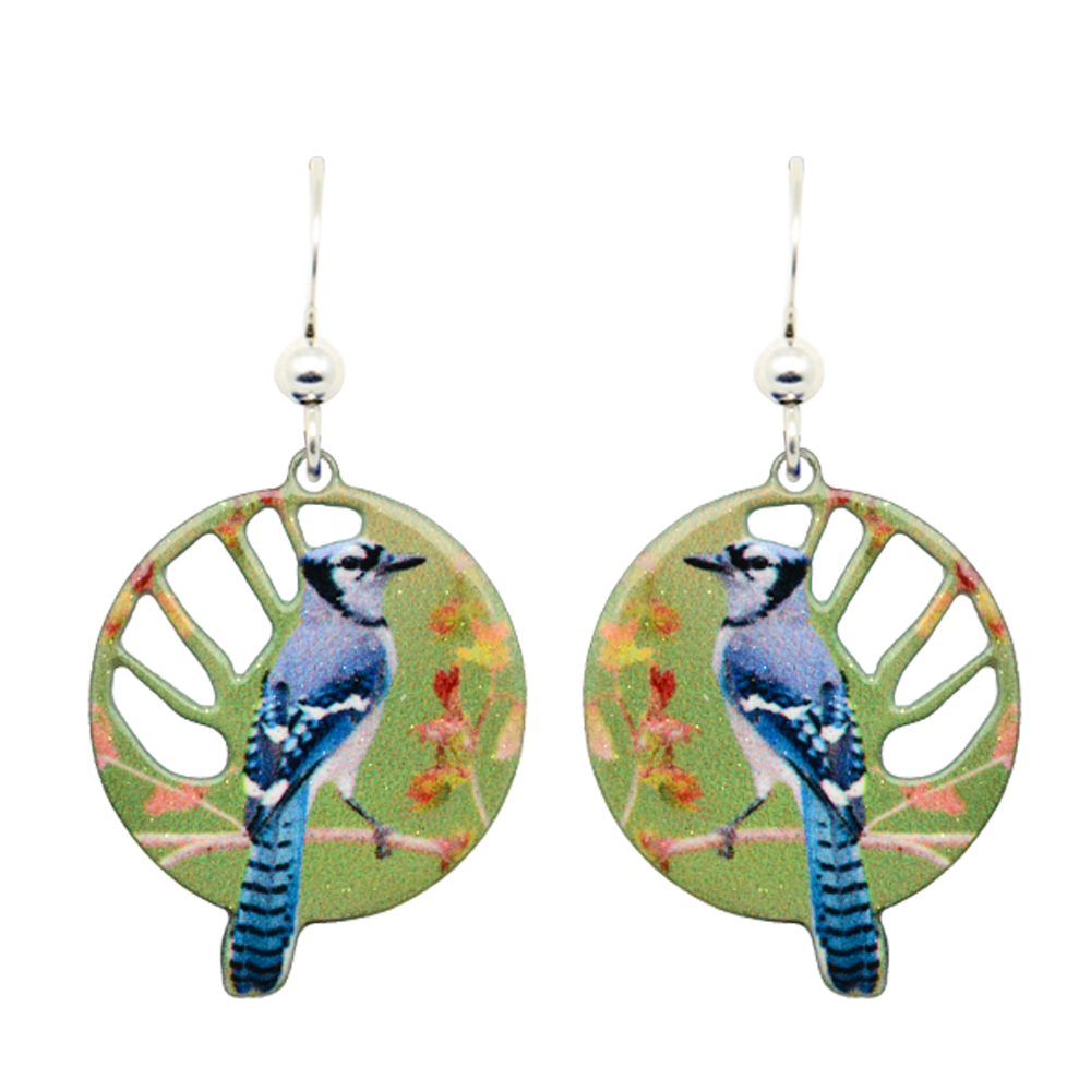 Blue jay Earrings, Sterling Silver Earwires, Item# 2343