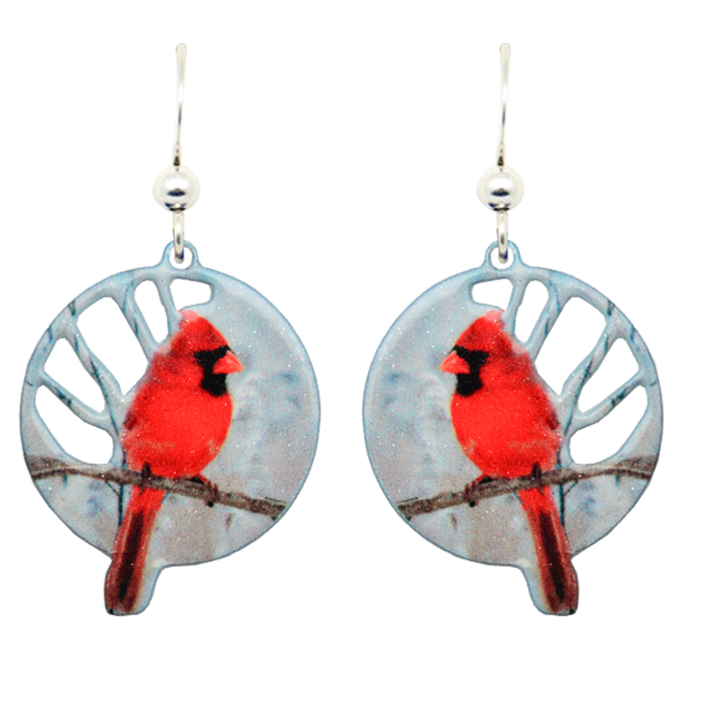 Cardinal Earrings, sterling silver French hooks, Item# 2344