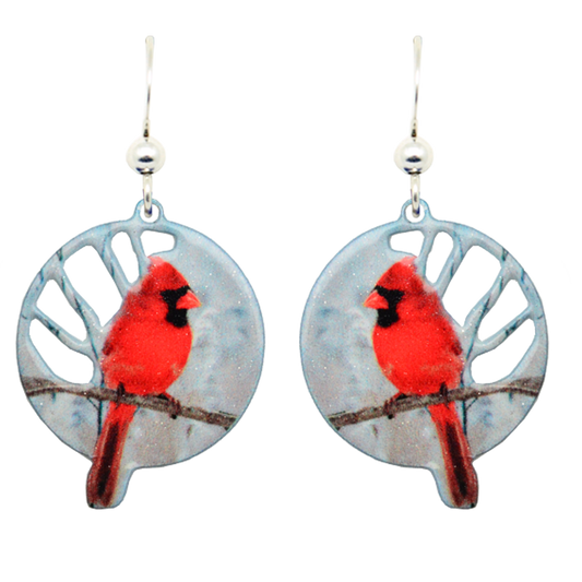 Cardinal Earrings, sterling silver French hooks, Item# 2344