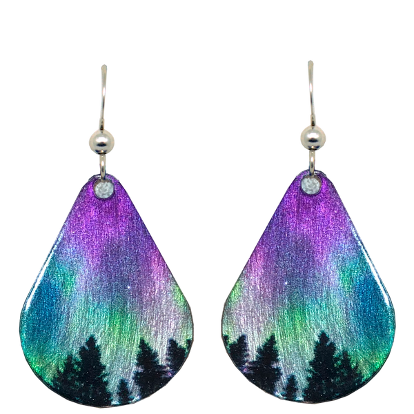 Fire & Ice  Metallic  tear drop  Earrings hangs about 1.5"