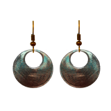Rusty Turquoise Metallic Circular Eye Earrings