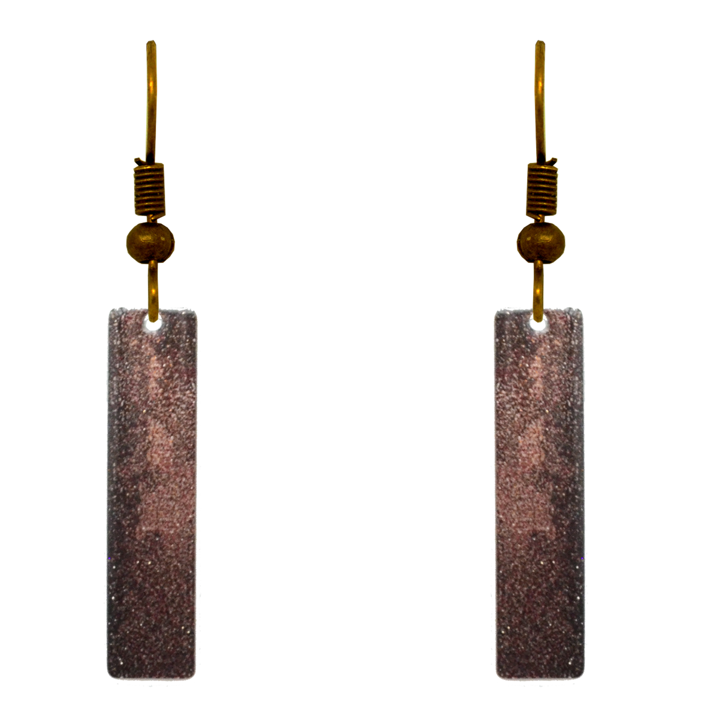 Antique Bronze 2" Metallic Slender Rectangle Earrings, Item# 2417