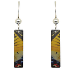 Yellow Swallowtail 2" Metallic Slender Rectangle Earrings
