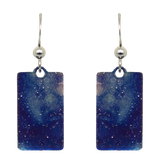 Blue Water Color Metallic 1.25 inch Rectangular Earrings, Sterling Silver Earwires, Item# 2432