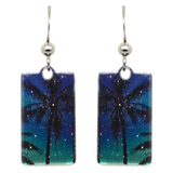 Aurora Palms Metallic 1.25 inch Rectangular Earrings, Sterling Silver Earwires, Item# 2435