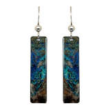 Azurite 2" Metallic Slender Rectangle Earrings, Sterling Silver Earwires, Item# 2442