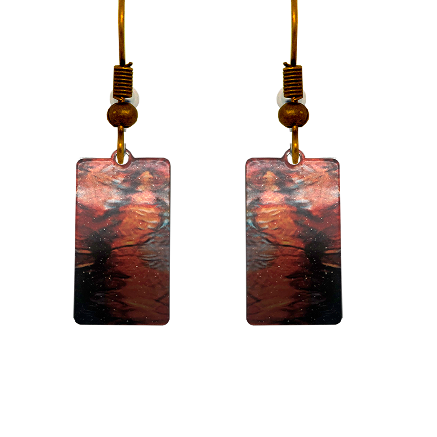 Fire Water Metallic 1.25 inch Rectangular Earrings