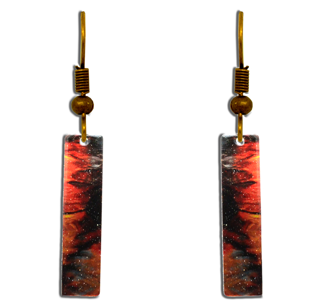 Fire Water 2" Metallic Slender Rectangle Earrings