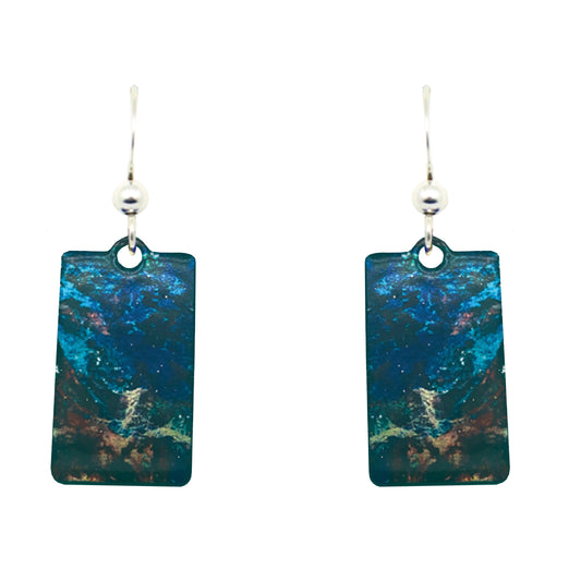 Malachite Metallic 1.25 inch Rectangular Earrings