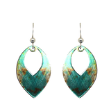 Turquoise Stone Metallic 1.5 inch Open Leaf Earrings