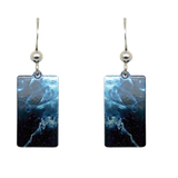 Blue Smoke Metallic 1.25 inch Rectangular Earrings, Sterling Silver Earwires, Item# 2468