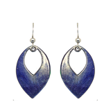 Blue Water Color Metallic 1.5 inch Open Leaf Earrings, Sterling Silver Earwires, Item# 2471