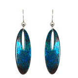 Malachite Metallic 2 inch Slender Oval Eye Earrings