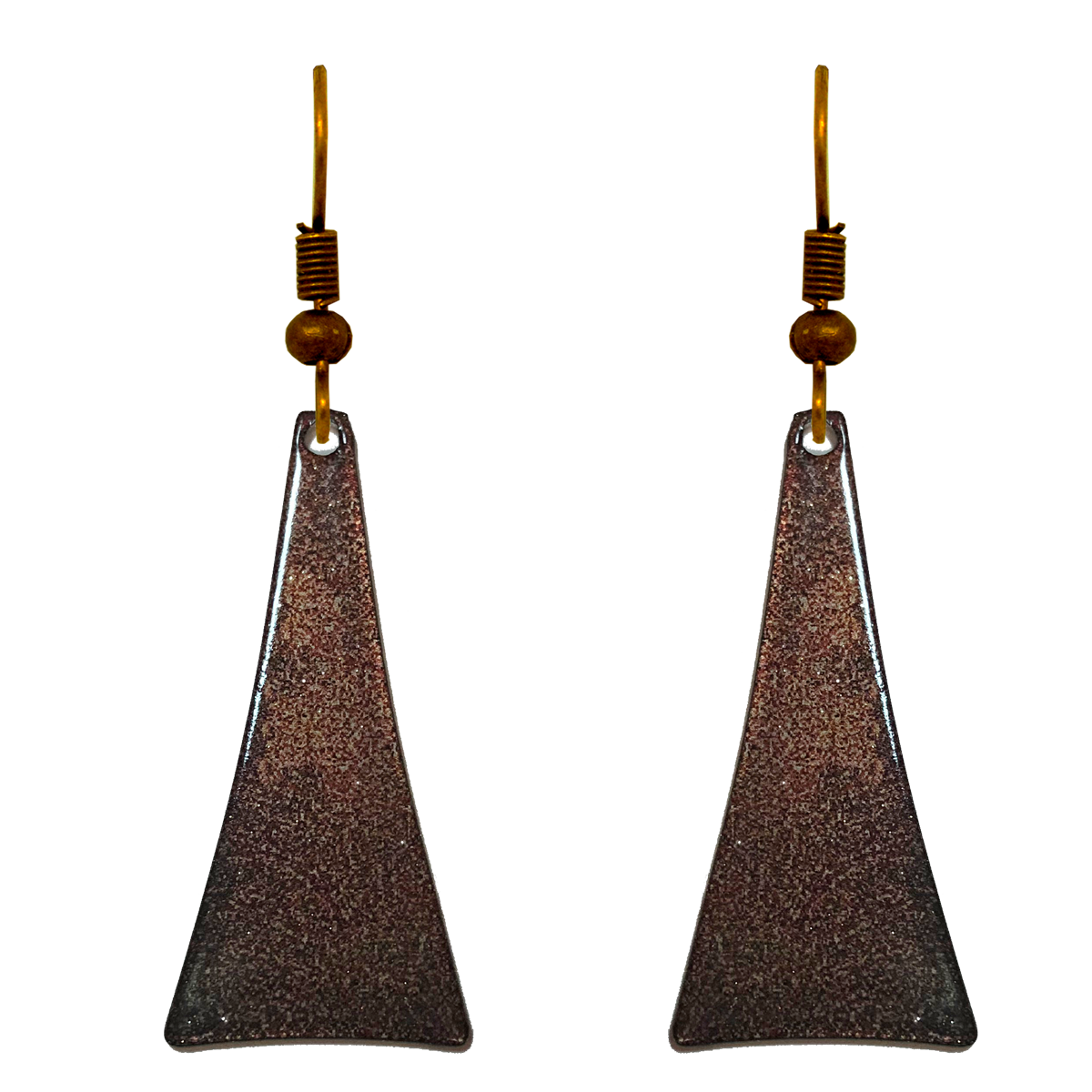 Antique Bronze Metallic 2" Triangular Taper Earrings, Item# 2477