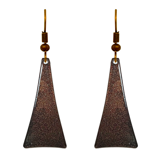 Antique Bronze Metallic 2" Triangular Taper Earrings, Item# 2477