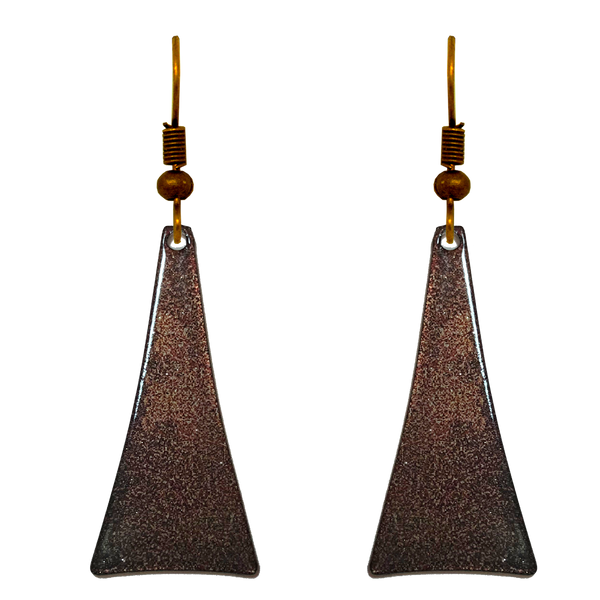 Antique Bronze Metallic 2" Triangular Taper Earrings, Item# 2477