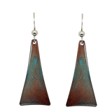 Turquoise Patina Metallic 2" Triangular Taper Earrings