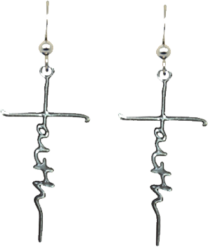 Faith Earrings, Transparent Stainless Steel, Sterling Silver Earwires, #2534