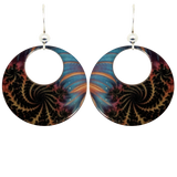 Blue & Black & Gold Swirl Earrings, Sterling Silver earwires, #2528