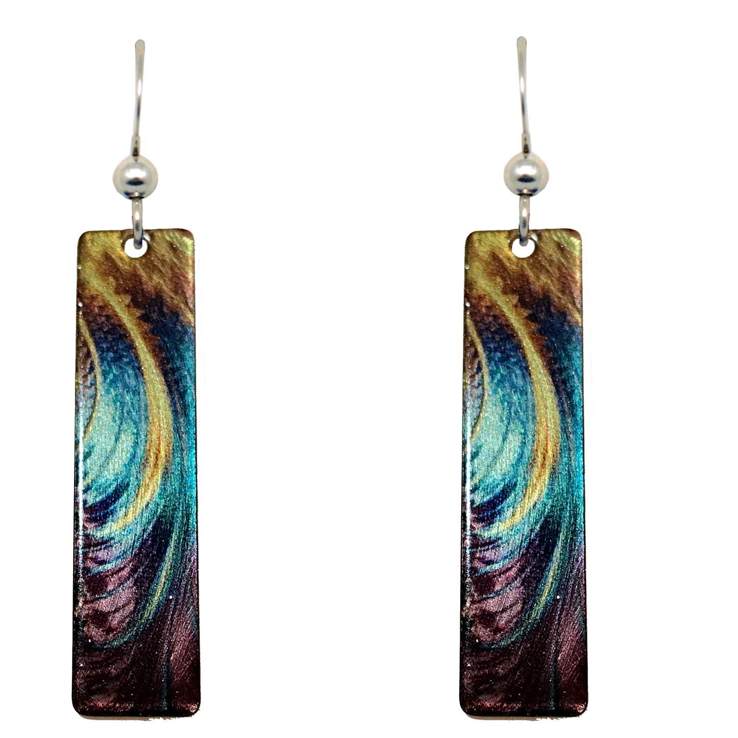 Blue and Gold Plume earrings #2532