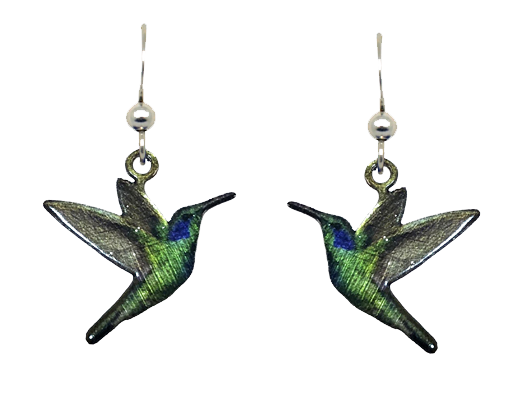 Green Hummingbird earrings #2536
