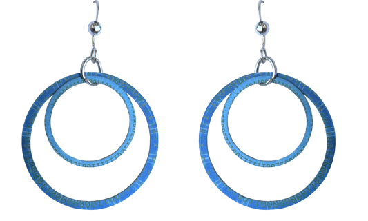 Blue Matrix Hoop Earrings by d'ears, sterling silver earwires