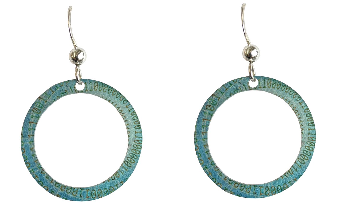 Blue Matrix Hoop Earrings by d'ears, sterling silver earwires