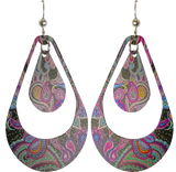 Boho Paisley Double Open Tear Drop Earrings, Stainles Steel, Sterling Silver Earwires, Item# 2635