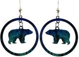 medium hoop aurora earrings with bear, #2640
