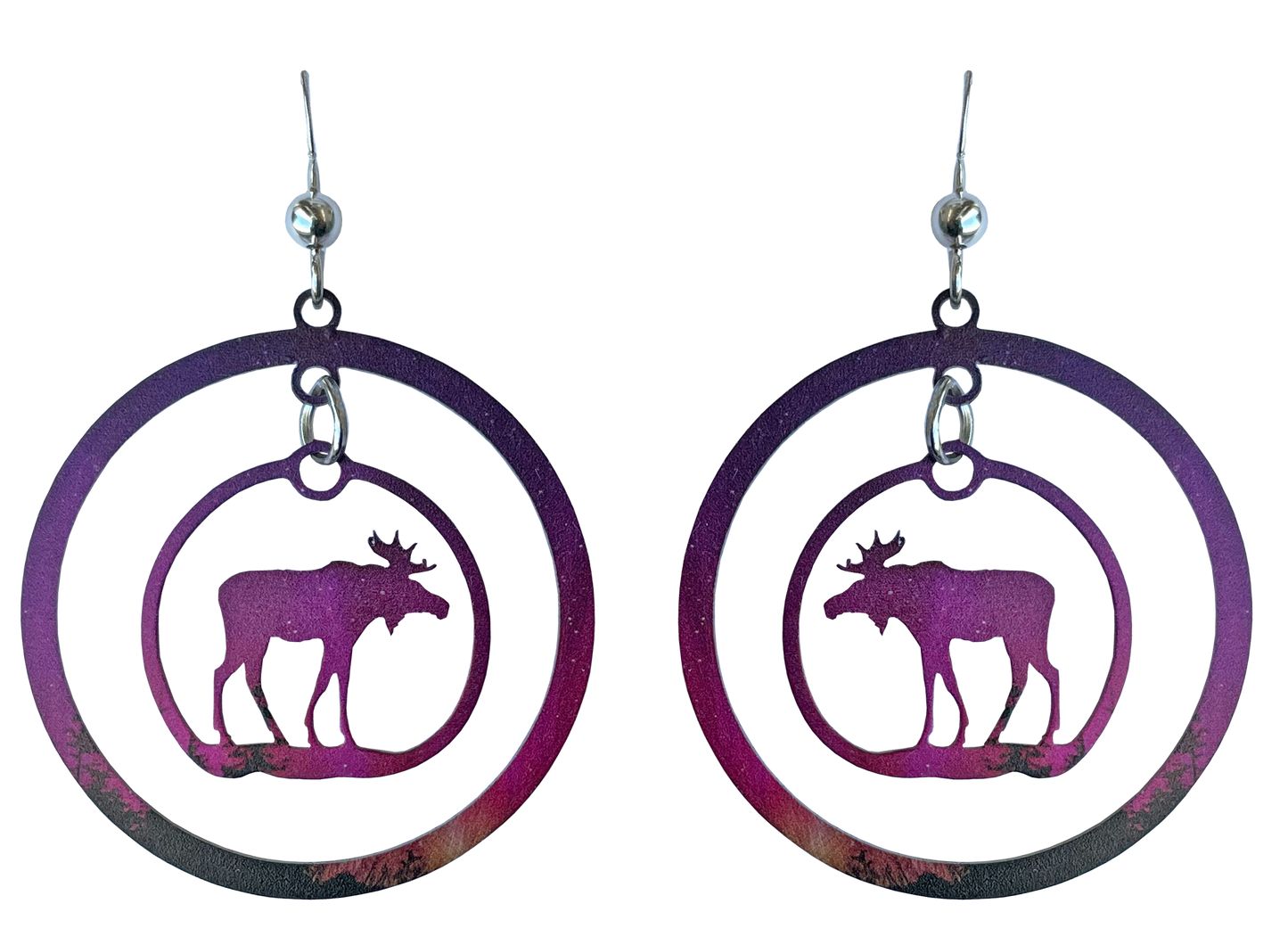 Pink Aurora Moose Hoop Earrings, by d'ears, #2641