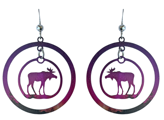 Pink Aurora Moose Hoop Earrings, by d'ears, #2641